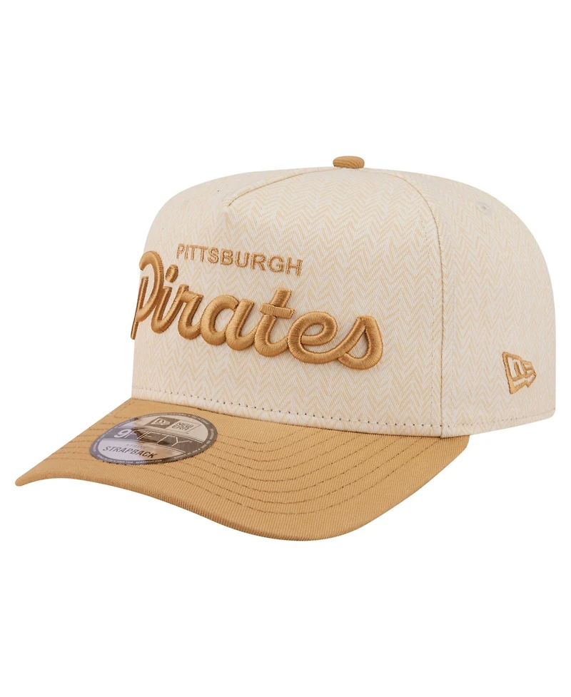 New Era Men's Cream Pittsburgh Pirates Herringbone 9FIFTY A-Frame Snapback Hat