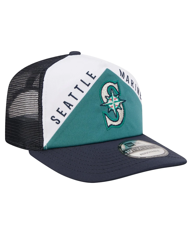 New Era Men's White, Navy Seattle Mariners Retro Cut 19TWENTY Adjustable Trucker Hat