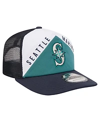 New Era Men's White, Navy Seattle Mariners Retro Cut 19TWENTY Adjustable Trucker Hat