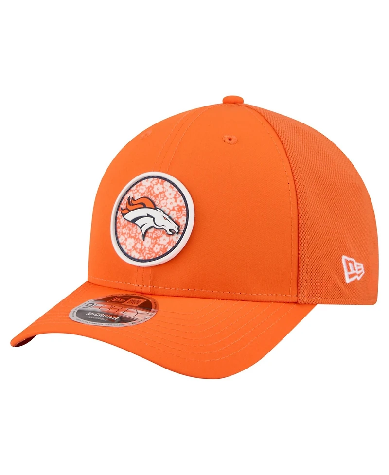 New Era Men's Orange Denver Broncos Floral 9FORTY M-Crown Trucker Adjustable Hat