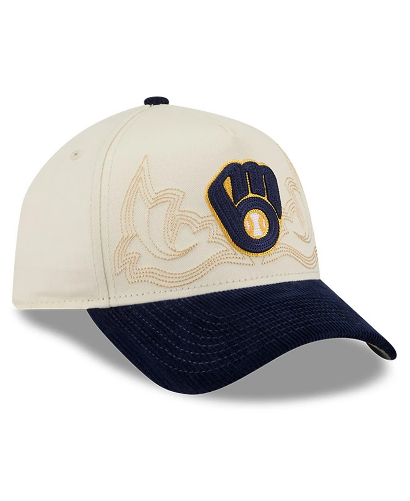 New Era Men's Stone Milwaukee Brewers Western Stitch 9FORTY A-Frame Adjustable Hat