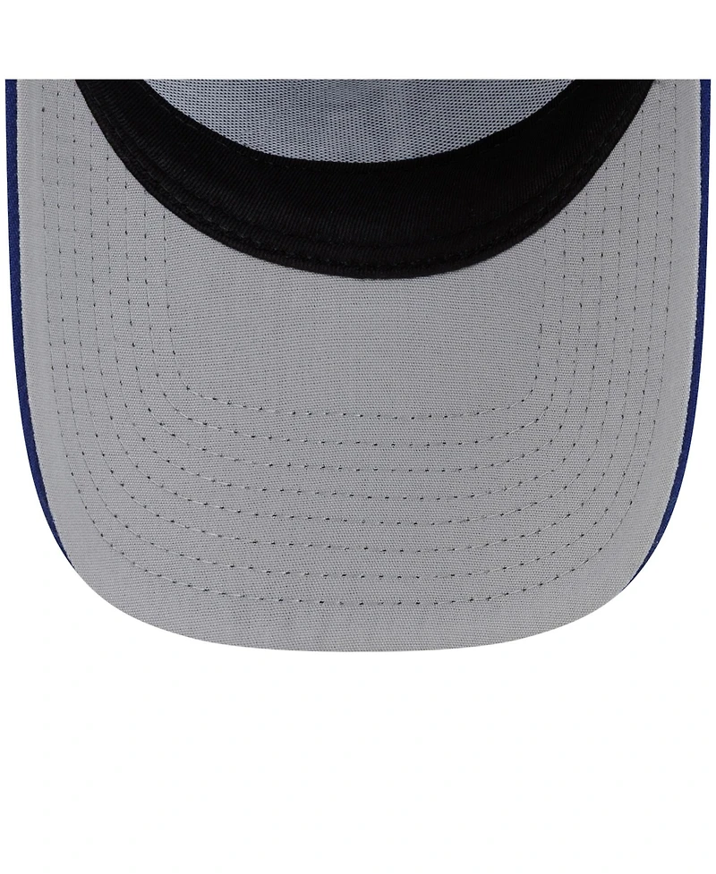 New Era Men's Royal Los Angeles Dodgers Side Script 9FORTY A-Frame Trucker Adjustable Hat