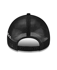 New Era Men's Black Athletics Side Script 9FORTY A-Frame Trucker Adjustable Hat