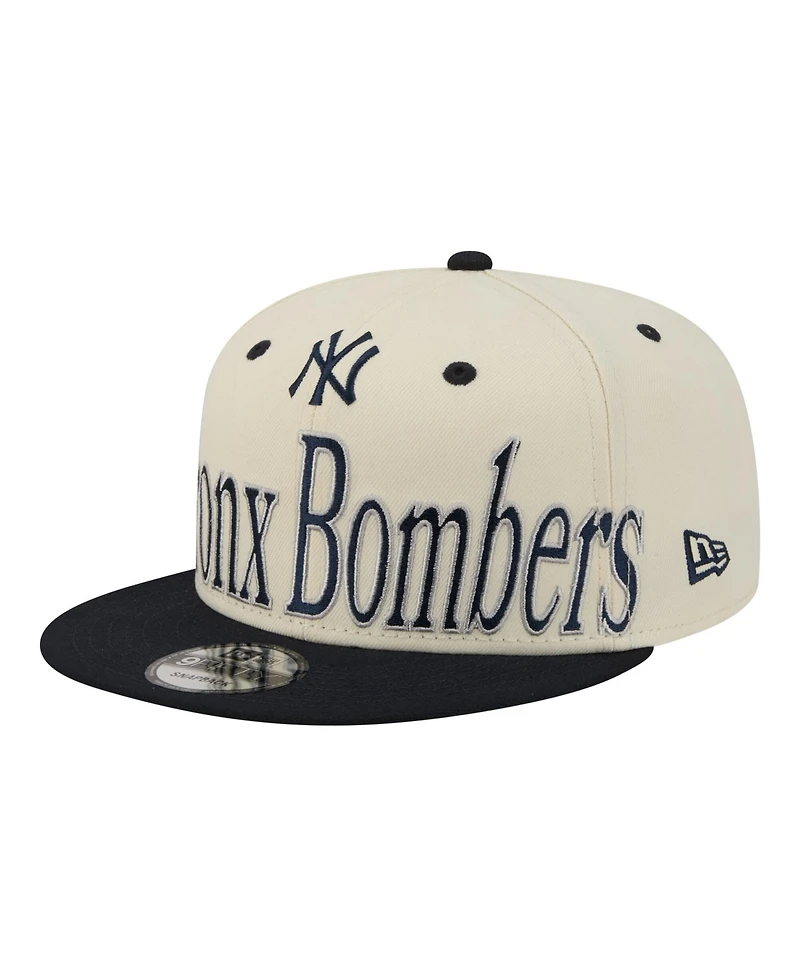 New Era Men's Cream New York Yankees Oversized Slogan 9FIFTY Snapback Hat