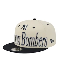 New Era Men's Cream New York Yankees Oversized Slogan 9FIFTY Snapback Hat