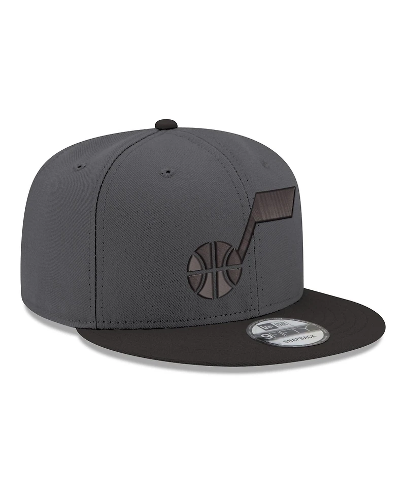 New Era Men's Gray, Black Utah Jazz Logo 2-Tone 9FIFTY Snapback Hat