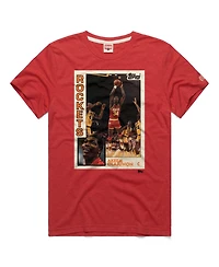 Homage Men's and Women's Hakeem Olajuwon Red Houston Rockets Topps Trading Card Player Tri-Blend T-Shirt