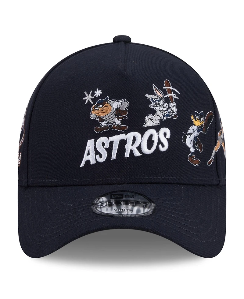 New Era Big Boys and Girls Navy Houston Astros Looney Tunes A-Frame 9FORTY Adjustable Hat