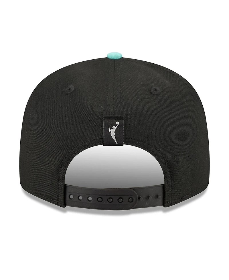 New Era Men's and Women's Black, Mint New York Liberty Wnba Tip-Off 2026 Metal Badge A-Frame 9FIFTY Snapback Hat