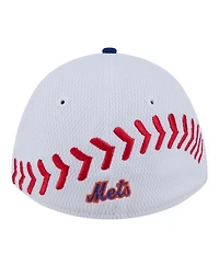 New Era Big Boys and Girls White, Royal New York Mets Baseball 39THIRTY M-Crown Flex Hat