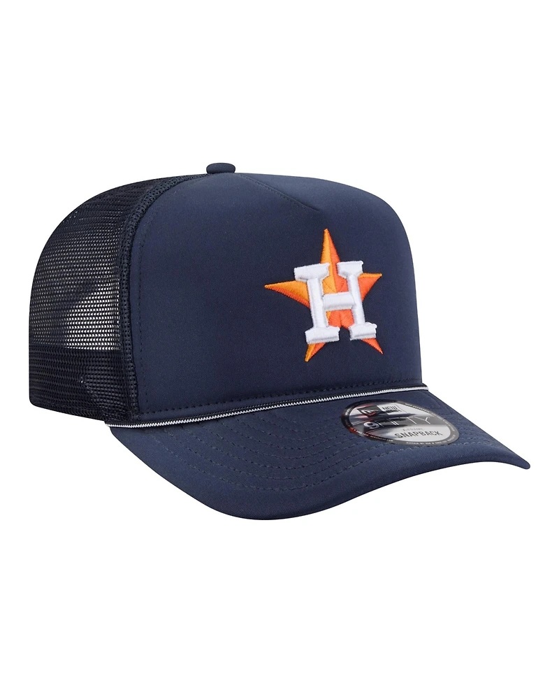 New Era Men's Navy Houston Astros Worn A-Frame 9FIFTY Trucker Snapback Hat