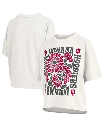 Pressbox Women's White Indiana Hoosiers Elena Oversized Slub T-Shirt