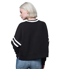 Starter Women's Black Houston Astros Rally Cropped Drop Shoulder Crewneck Sweatshirt