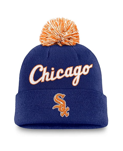 Nike Men's Royal Chicago White Sox Peak Cuffed Knit with Pom Hat