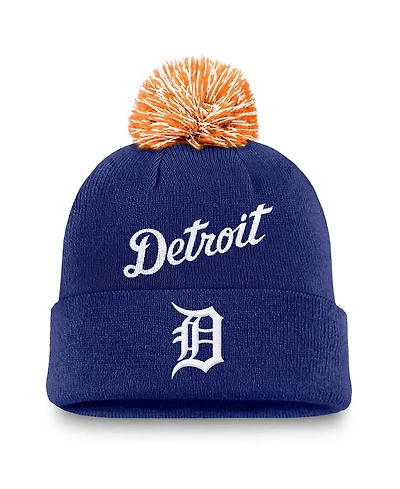 Nike Men's Royal Detroit Tigers Peak Cuffed Knit with Pom Hat