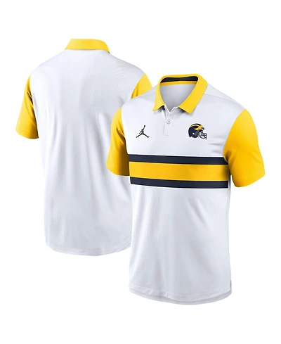 Jordan Men's White, Maize Michigan Wolverines Athletic Prep Alt Logo Vapor Dri-fit Polo Shirt