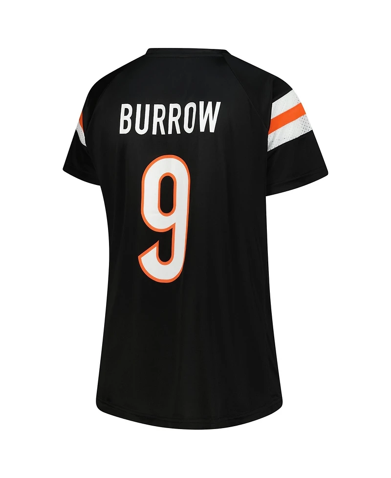 Fanatics Women's Joe Burrow Black Cincinnati Bengals Plus Name Number Raglan Lace V-Neck T-Shirt