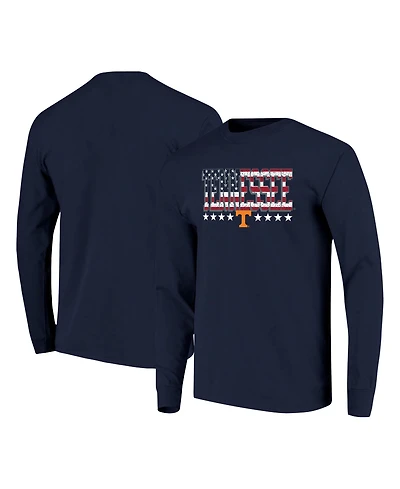 Image One Men's Navy Tennessee Tall Type Flag Long Sleeve T-Shirt