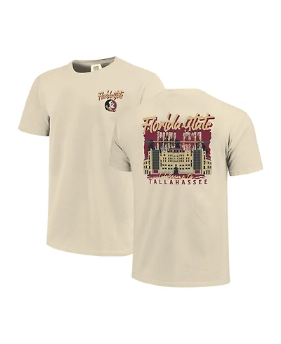 Image One Men's Natural Florida State Seminoles Comfort Colors Hand-Drawn Campus Stack T-Shirt