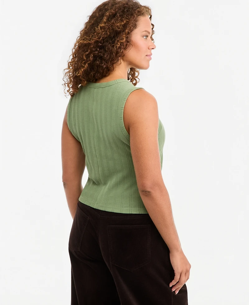 On 34th Women's Pointelle-Rib Button-Front Tank, Created for Macy's