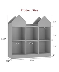 gaomon toy storage organizer with book racks and open cubbies, castle design kids bookshelf, toddler chest for playroom, nursery, daycare use