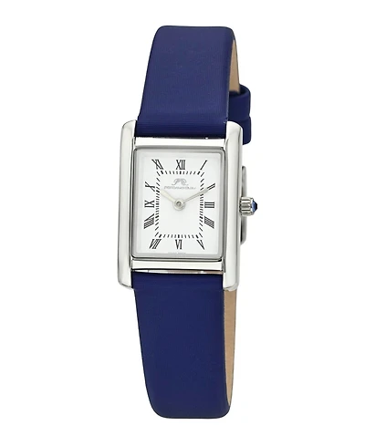 Porsamo Bleu Women's Karolina Rectangular Satin Covered Genuine Leather Band Watch 30 mm