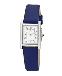 Porsamo Bleu Women's Karolina Rectangular Satin Covered Genuine Leather Band Watch 30 mm