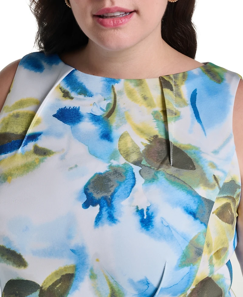 Calvin Klein Plus Boat Neck A-line Dress