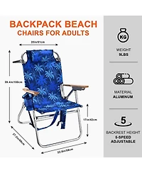 Aofar 17in Backpack Beach Chair Reclining Aluminum Folding Camping outdoor