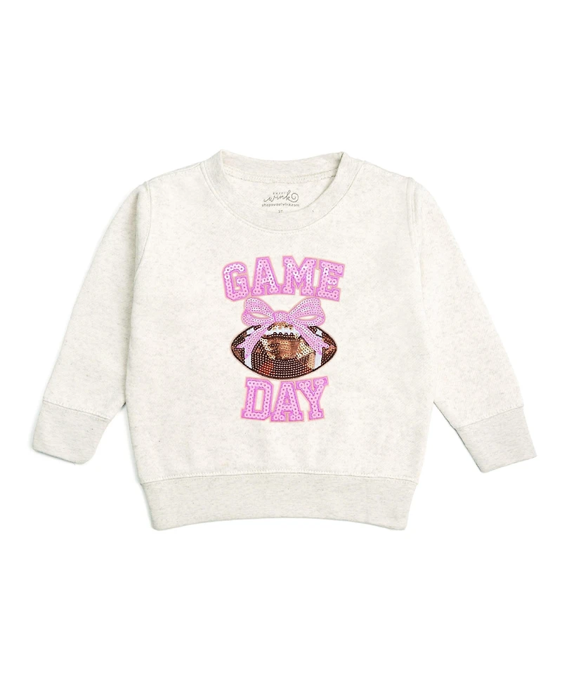 Sweet Wink Baby Girls Game Day Sequin Patch Sweatshirt