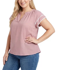 Ny Collection Plus Double-layer V-Neck Top
