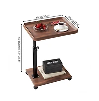 homfan C-Shaped End Table – Adjustable Height 360degree(s) Swivel Tv Tray, Couch Table with Wheels Slides Under Sofa for Eating or Work