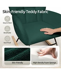 homfan High Back Rocking Chair, Upholstered Glider Accent Armchair with Soft Fleece Fabric for Living Room or Bedroom
