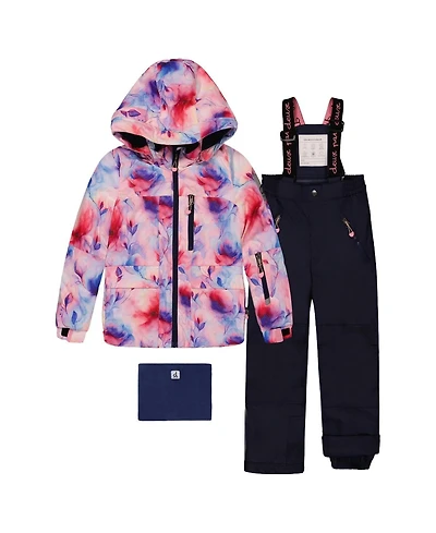 Deux par Toddler Girls Two Piece Play Snowsuit Watercolor Floral Print with Pants