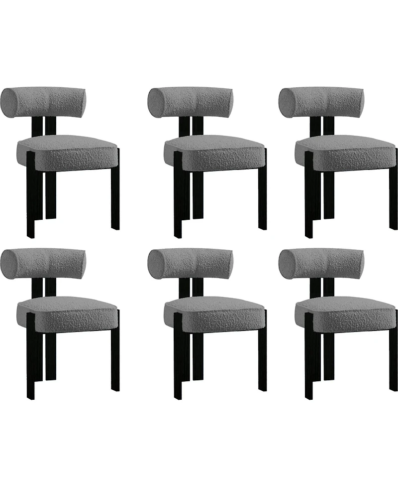homfan Modern Boucle Upholstered Dining Chairs Set of 6/8, Ergonomic Curved Back, Comfortable Rubber Wood Legs, Multiple Set Options, For Dining Room