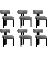 homfan Modern Boucle Upholstered Dining Chairs Set of 6/8, Ergonomic Curved Back, Comfortable Rubber Wood Legs, Multiple Set Options, For Dining Room