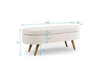 sumyeg Oval Storage Ottoman Bench with Rubber Wood Legs for Bedroom or Entryway