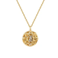 Suzy Levian New York Suzy Levian Sterling Silver Cubic Zirconia Letter "A" Initial Disc Pendant Necklace