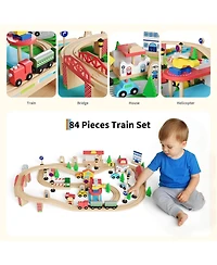 homfan 84-Piece Wooden Train Activity Table with Storage