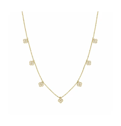 Suzy Levian New York Sterling Silver Cubic Zirconia Clover Drop Station Necklace