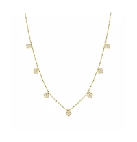 Suzy Levian New York Sterling Silver Cubic Zirconia Clover Drop Station Necklace