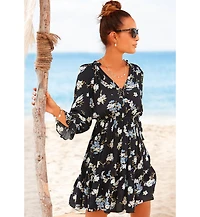 Lascana Women's Ruffle 3/4 Sleeve Dress