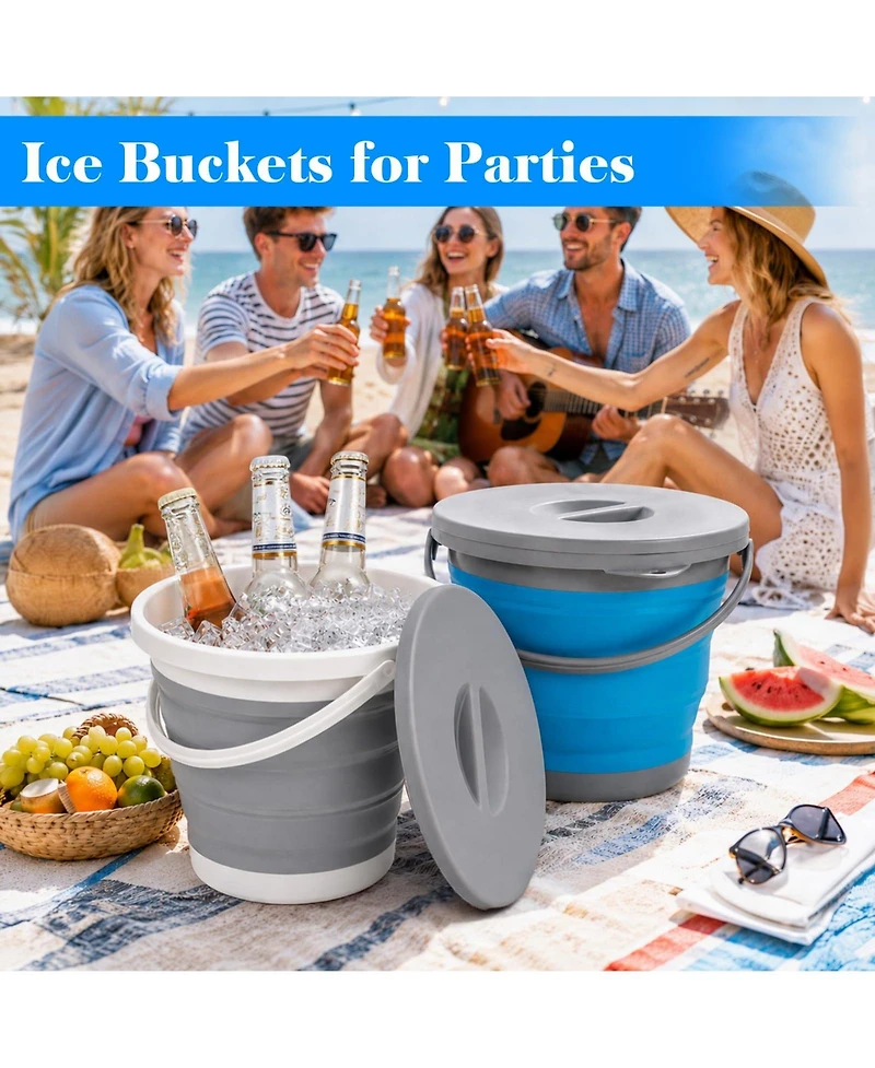 Piscifun 2 Pack Collapsible Plastic Bucket 5 Gallon Foldable Tub For Camping Outdoor Activities