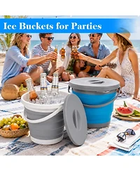 Piscifun 2 Pack Collapsible Plastic Bucket 5 Gallon Foldable Tub For Camping Outdoor Activities