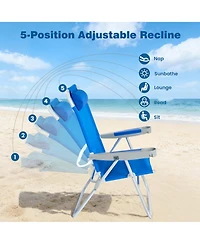 Aofar 17" Oversized Tall Folding Beach Chair Cup Holders 500 Lbs