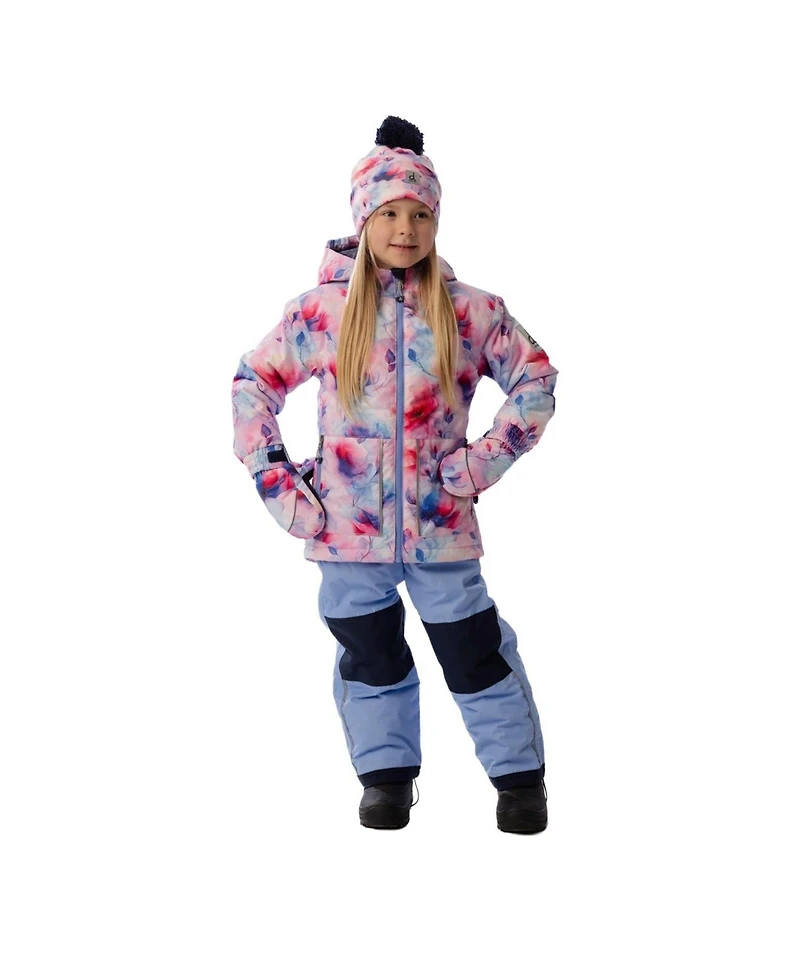Deux par Deux Little and Big Girl (6-14) Light Weight Two Piece Chill Snowsuit Printed Flowers