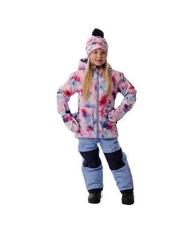 Deux par Deux Little and Big Girl (6-14) Light Weight Two Piece Chill Snowsuit Printed Flowers