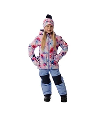 Deux par Deux Little and Big Girl (6-14) Light Weight Two Piece Chill Snowsuit Printed Flowers