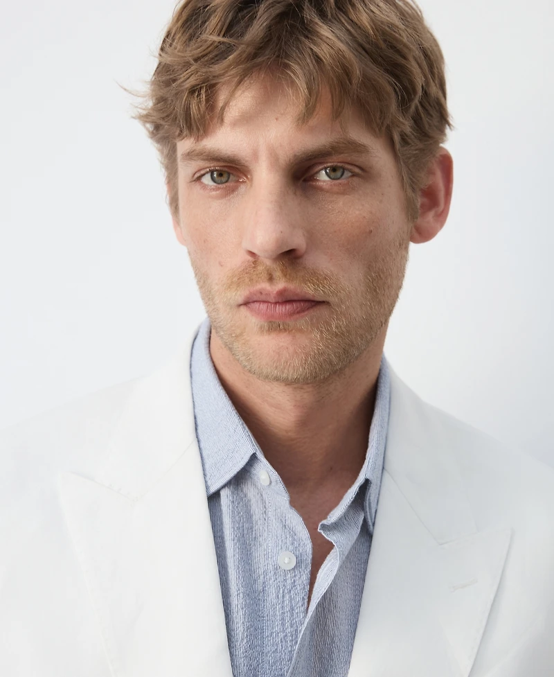 Mango Men's Linen Lyocell Double-Breasted Suit Jacket