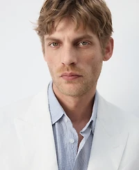 Mango Men's Linen Lyocell Double-Breasted Suit Jacket